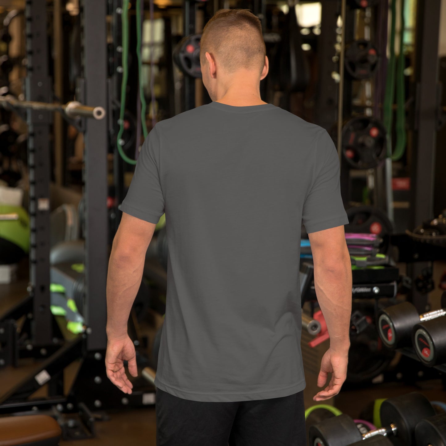 JUDO. FUNNY? t-shirt back view displaying clean asphalt fabric