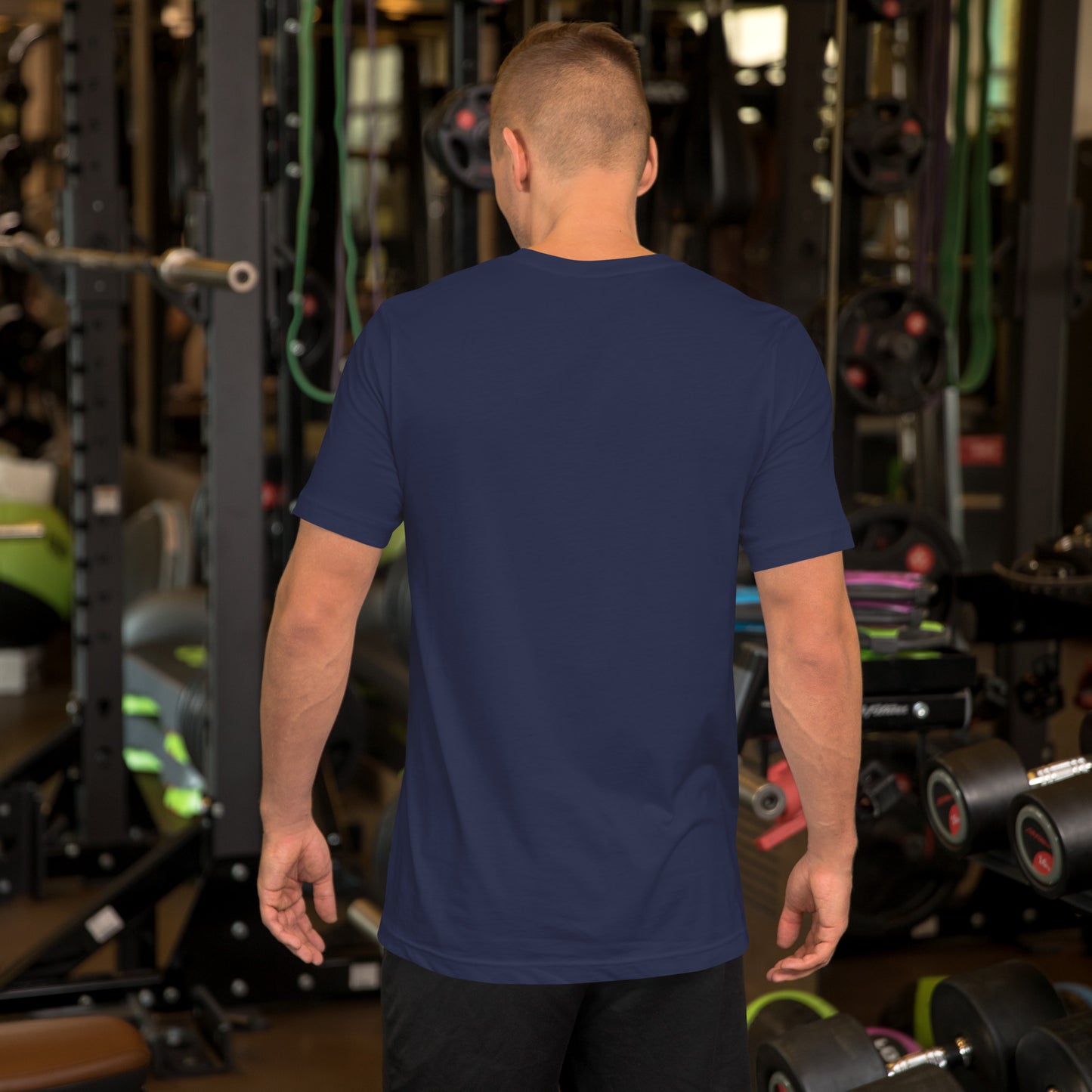 JUDO. FUNNY? t-shirt back view displaying clean navy fabric