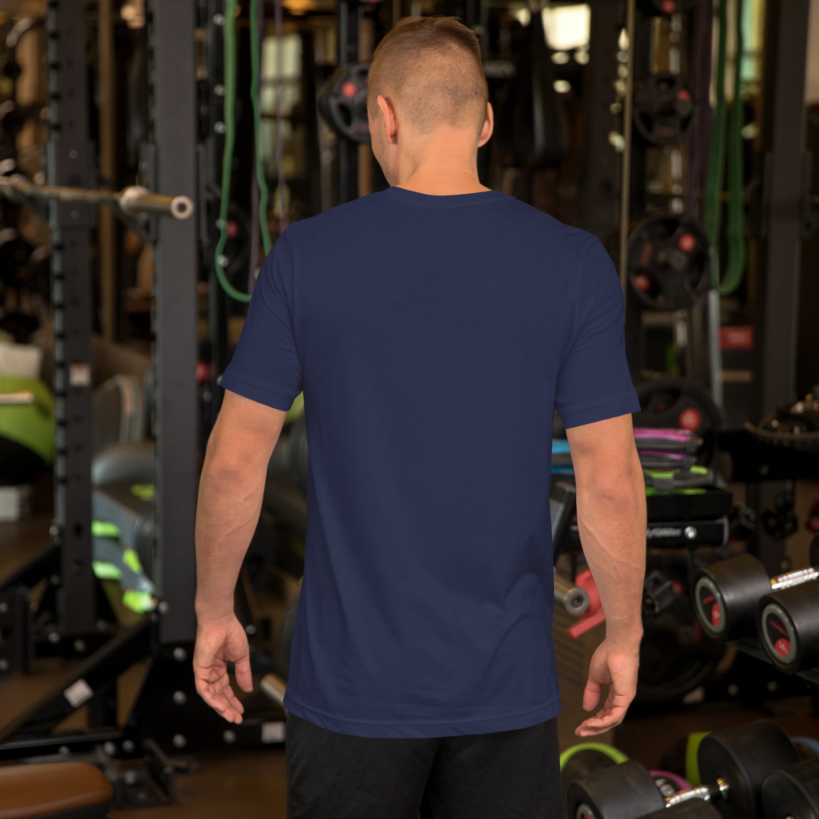 JUDO. FUNNY? t-shirt back view displaying clean navy fabric